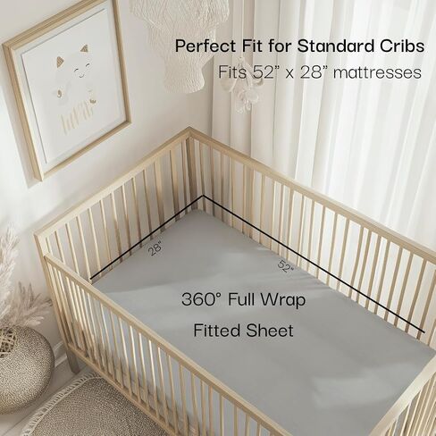 100% Organic Cotton Muslin Standard Fitted Crib Sheet for Boys, Girls & Toddlers – 52"x28", 2 Pack Soft Breathable Natural Cotton Mattress Bed Sheets, Neutral Crib Sheet (Green & Rust) in Saudi Arabia