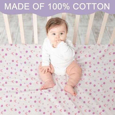 4 Pack Muslin Crib Sheets Neutral Soft and Breathable Cotton Baby Sheets for Girl Boy 52''x28'' Standard Fitted Crib Mattress(Boho Rainbow & Sun) in Saudi Arabia