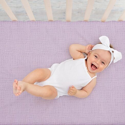 4 Pack Muslin Crib Sheets Neutral Soft and Breathable Cotton Baby Sheets for Girl Boy 52''x28'' Standard Fitted Crib Mattress(Boho Rainbow & Sun) in Saudi Arabia