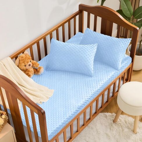 صفائح أسرة الأطفال entisn 2 عبوة ، 28 × 52 بوصة ورقة مرتبة من النقاط المركبة للأولاد ، ناعمة ودافئة الحضانة في مراتب سرير صغيرة (زرقاء الطفل) in Kuwait