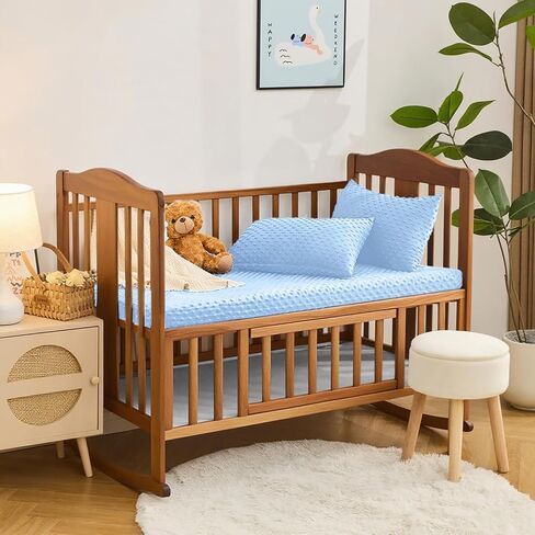 صفائح أسرة الأطفال entisn 2 عبوة ، 28 × 52 بوصة ورقة مرتبة من النقاط المركبة للأولاد ، ناعمة ودافئة الحضانة في مراتب سرير صغيرة (زرقاء الطفل) in Kuwait