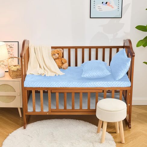 صفائح أسرة الأطفال entisn 2 عبوة ، 28 × 52 بوصة ورقة مرتبة من النقاط المركبة للأولاد ، ناعمة ودافئة الحضانة في مراتب سرير صغيرة (زرقاء الطفل) in Kuwait