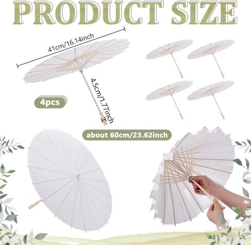 Nbeads 4 PCS 23.6inch مظلات الورق الأبيض ، صينية زخرفية مزخرفة DIY المظلات الورقية المزيوتة للحرف الفوتوغرافية حفلة in Saudi Arabia