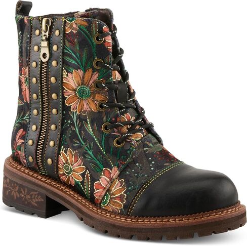Spring Step L'Artiste Cordea Booties | Embroidered Leather Ankle Boots with Studded Details in Saudi Arabia