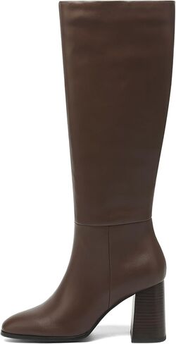 Women’s Knee High Boots Round Toe Chunky Heel Faux Leather Tall Riding Boots with Side Zipper in Kuwait