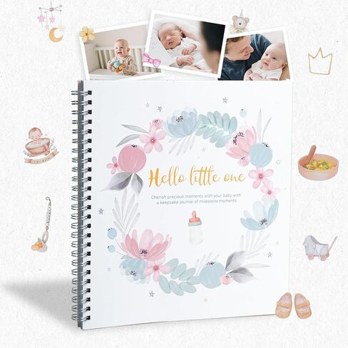 كتاب ذاكرة الطفل لصبي أو فتاة Baby Book Thekake Baby Year Year Book Track Your Baby Journal Photo Photo Record Milesons Baby's Milestones and Photos for Baby Shower Newborn Baby Baby. in Kuwait