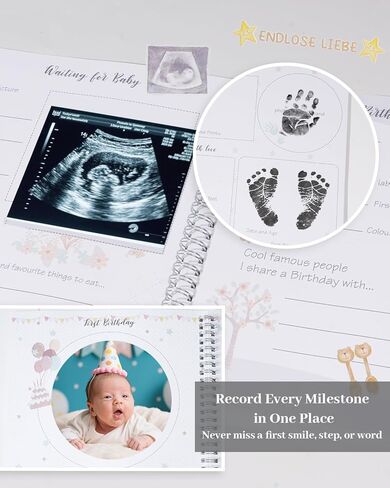 كتاب ذاكرة الطفل لصبي أو فتاة Baby Book Thekake Baby Year Year Book Track Your Baby Journal Photo Photo Record Milesons Baby's Milestones and Photos for Baby Shower Newborn Baby Baby. in Kuwait