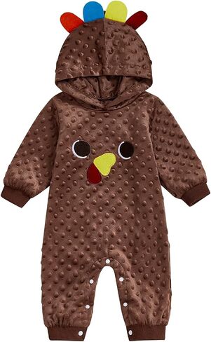 My First Thanksgiving Baby Girl Boy Outfit Turkey Long Sleeve Hoodie Romper Jumpsuit Halloween Fall Winter Clothes in Saudi Arabia