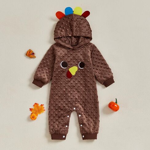 My First Thanksgiving Baby Girl Boy Outfit Turkey Long Sleeve Hoodie Romper Jumpsuit Halloween Fall Winter Clothes in Saudi Arabia