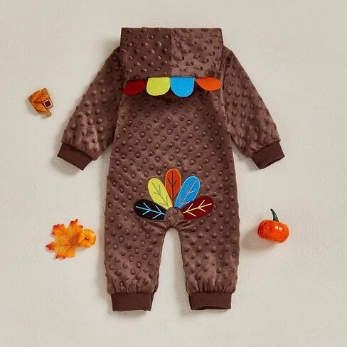 My First Thanksgiving Baby Girl Boy Outfit Turkey Long Sleeve Hoodie Romper Jumpsuit Halloween Fall Winter Clothes in Saudi Arabia