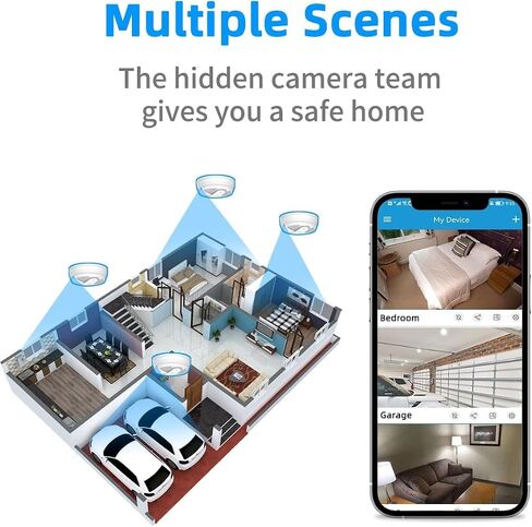 Lizvie Hidden Camera Smoke Dector ، Wireless WiFi 1080p Full HD Spy Cam مع اكتشاف الحركة والرؤية الليلية ، يدعم التحكم عن بُعد في التطبيقات المربية/PET/Baby Home Security. in Saudi Arabia