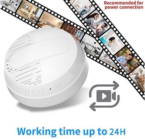 Lizvie Hidden Camera Smoke Dector ، Wireless WiFi 1080p Full HD Spy Cam مع اكتشاف الحركة والرؤية الليلية ، يدعم التحكم عن بُعد في التطبيقات المربية/PET/Baby Home Security. in Saudi Arabia