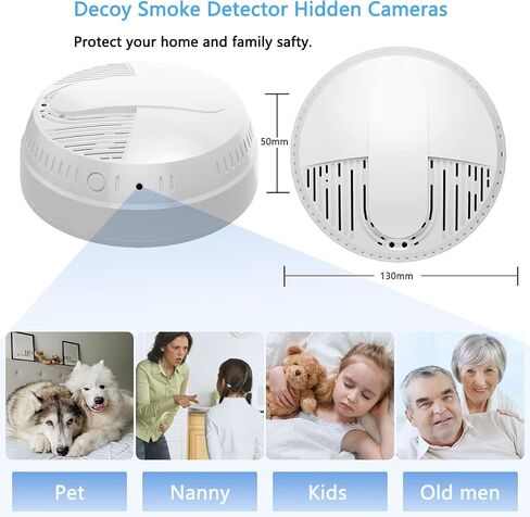 Lizvie Hidden Camera Smoke Dector ، Wireless WiFi 1080p Full HD Spy Cam مع اكتشاف الحركة والرؤية الليلية ، يدعم التحكم عن بُعد في التطبيقات المربية/PET/Baby Home Security. in Saudi Arabia