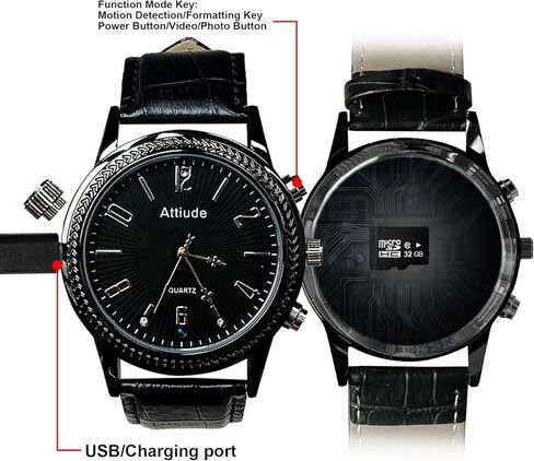 ساعة 1080p HD Camera Watch مع بطاقة ذاكرة 32 جيجابايت ، و Camera Camera Watch متصلة بالكمبيوتر لقراءة البيانات ، ومشاهدة كاميرا التجسس المخفية المستخدمة في الأمان الداخلي والخارجي ، لا حاجة إلى WiFi Cam in Kuwait