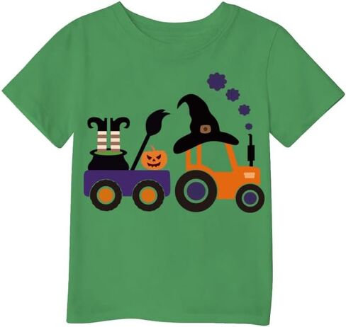 Spooky Party Shirt Toddler Boys Girls Pumpkin Truck Ghost Spider Web Short Sleeve Kids Top for 2-7t in Saudi Arabia