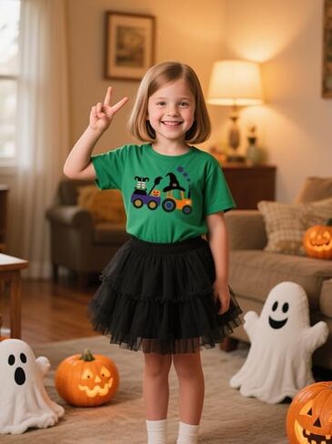 Spooky Party Shirt Toddler Boys Girls Pumpkin Truck Ghost Spider Web Short Sleeve Kids Top for 2-7t in Saudi Arabia