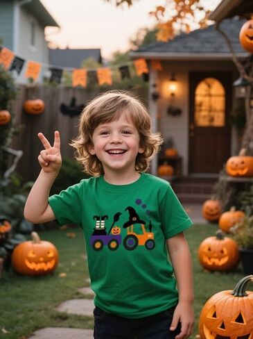 Spooky Party Shirt Toddler Boys Girls Pumpkin Truck Ghost Spider Web Short Sleeve Kids Top for 2-7t in Saudi Arabia