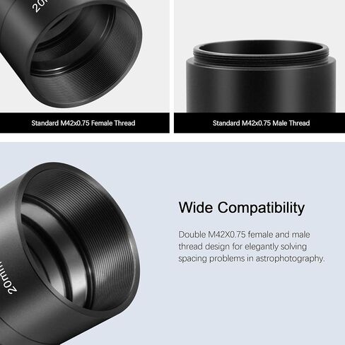 Astromania Astronomical T2-Extension Tube Kit for Cameras and eyepieces - Length 8mm 10mm 20mm 40mm - Bundle with - 10x60 Deluxe Finder Scope in Saudi Arabia