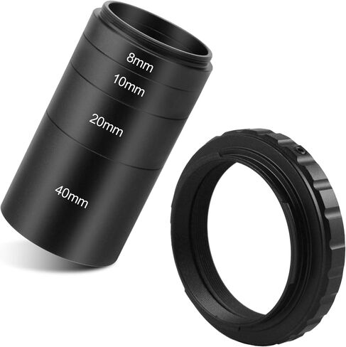 Astromania Astronomical T2 -Extension Tube Kit للكاميرات والعيون - طول 8 مم 10 مم 20 مم 40 مم - حزمة مع - محول T -Ring لـ Nikon in Saudi Arabia