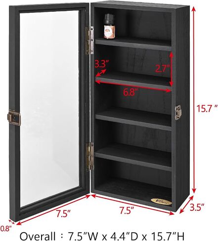 Ikee Design Wooden Collection Display Case with Hinged and Clear Glass Top, Wall Mounted 10 Slots Wood Display Storage Box for Mini Figures,Collections,Essential Oils, Oak Color in Saudi Arabia