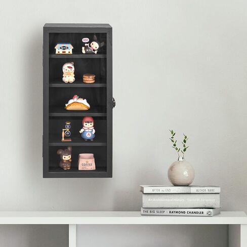 Ikee Design Wooden Collection Display Case with Hinged and Clear Glass Top, Wall Mounted 10 Slots Wood Display Storage Box for Mini Figures,Collections,Essential Oils, Oak Color in Saudi Arabia