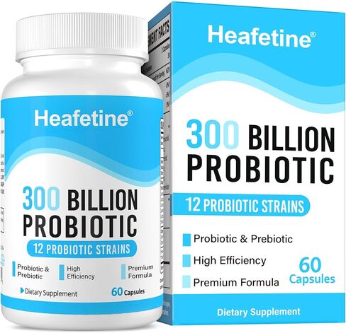 300 Billion CFUs Probiotic, Probiotics for Women Men - 12 Probiotics Strains + 3 Organic Prebiotics, Probiotics for Digestive Health & Immune, Gut Health Bloating, Shelf Stable Probiotic - 60 Capsules in Saudi Arabia