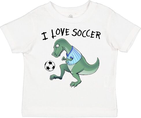 inktastic I Love Soccer-Dinosaur in Blue Toddler T-Shirt in Saudi Arabia