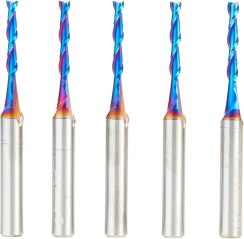 Amana Tool Spektra Extreme Tool Life Coated Solid Carbide Spiral Plunge Router Bit, 46125-K-5 5 Pack, 1/8 Dia x 13/16 CH x 1/4 Shank 2-1/2 Inch Long Up-Cut in Saudi Arabia
