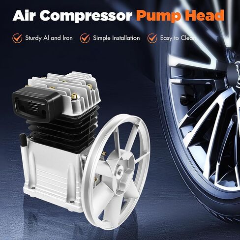 رأس مضخة ضاغط الهواء ، 2hp 1.5kw المرحلة الواحدة Twin Cylinder Twin Air Pump Head ، أداة محرك الألومنيوم ، 52.83gal/min 2055-نوع الحديد المنخفض الطاقة الضاغط على رأسه in Saudi Arabia