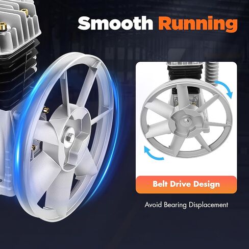 رأس مضخة ضاغط الهواء ، 2hp 1.5kw المرحلة الواحدة Twin Cylinder Twin Air Pump Head ، أداة محرك الألومنيوم ، 52.83gal/min 2055-نوع الحديد المنخفض الطاقة الضاغط على رأسه in Saudi Arabia
