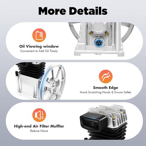 رأس مضخة ضاغط الهواء ، 2hp 1.5kw المرحلة الواحدة Twin Cylinder Twin Air Pump Head ، أداة محرك الألومنيوم ، 52.83gal/min 2055-نوع الحديد المنخفض الطاقة الضاغط على رأسه in Saudi Arabia