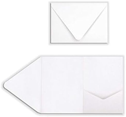 دعوات جيب لوكس A7 | 5 "× 7" | أبيض مشرق | 100 رطل. تغطية | 50 كتي in Kuwait