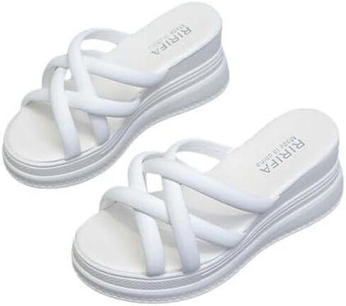 Women's Platform Shoes, Comfortable Wedge Heels, Lightweight, Soft Fabric, Thick-Soled Casual Women's Slippers in Saudi Arabia