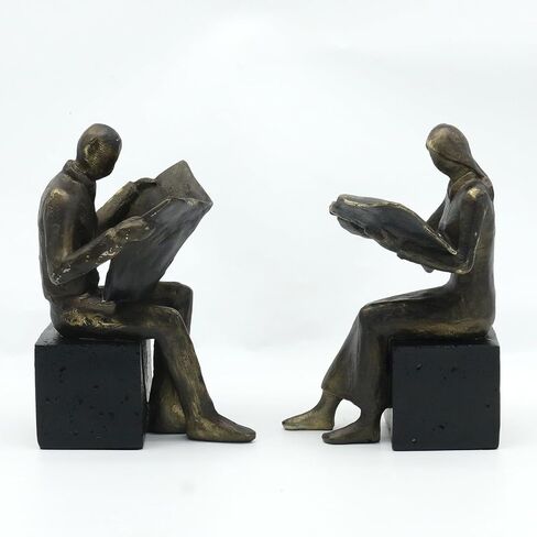 نهايات الكتب المزخرفة من Lukitas Thinker، حامل سدادة الكتب غير قابل للانزلاق، نهايات الكتب لديكور المنزل وغرفة المعيشة والمكتب، راتنج، زوج واحد/قطعتان in Kuwait