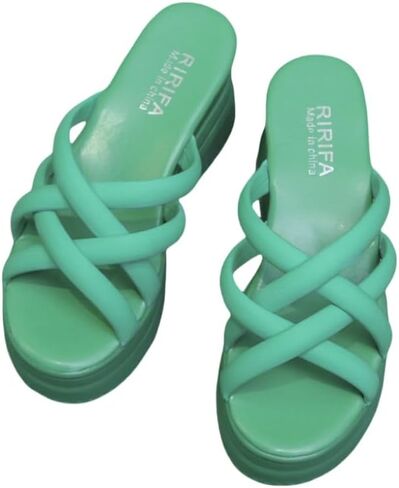 Women's Platform Shoes, Comfortable Wedge Heels, Lightweight, Soft Fabric, Thick-Soled Casual Women's Slippers in Saudi Arabia