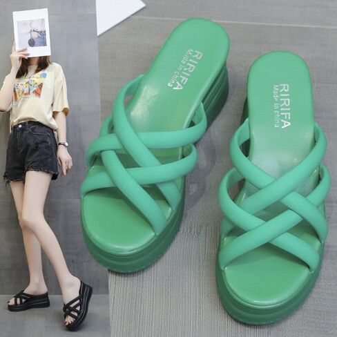 Women's Platform Shoes, Comfortable Wedge Heels, Lightweight, Soft Fabric, Thick-Soled Casual Women's Slippers in Saudi Arabia