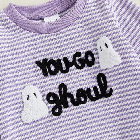 Kupretty Toddler Baby Girl Girl Cloths Halloween Whalloween Ghost Ghost Procederced Waffle Sweatshirts + Pants Set in Saudi Arabia