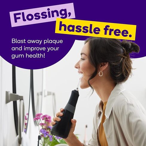 انفجار مياه كهربائية Flosser لتنظيف الأسنان (3 أوضاع/الذهب الوردي) | اللاسلكي | إزالة البلاك بين الأقواس وعمل الأسنان | خيط محمول | دبابة قابلة لإعادة التعبئة 110 مل in Kuwait