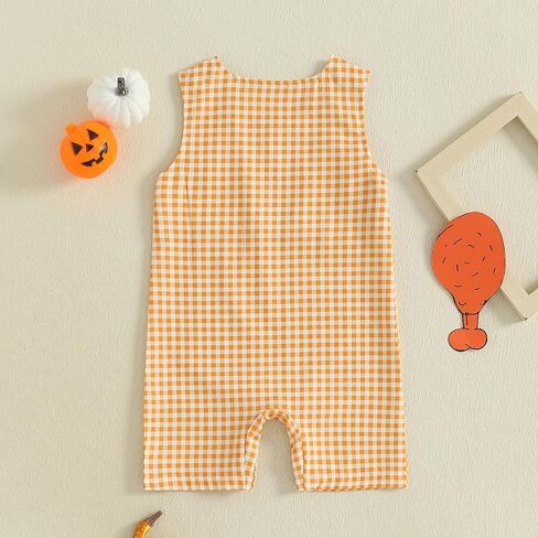 My First Halloween Baby Boy Girl Outfit Newborn Plaid Ghost Pumpkin Overalls Jumpsuit Smocked Romper Fall Clothes in Kuwait