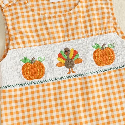 My First Halloween Baby Boy Girl Outfit Newborn Plaid Ghost Pumpkin Overalls Jumpsuit Smocked Romper Fall Clothes in Kuwait