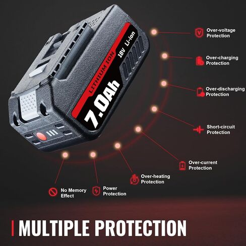 2Packs BAT609 7.0Ah Battery Replacement for Bosch 18V Battery 7000mAh Lithium BAT618 BAT609 BAT609G BAT622 BAT618G BAT619 BAT619G BAT610G Li-ion Cordless Power Tool in Saudi Arabia