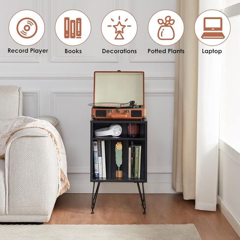Soohow Home, Table with Metal Legs Vinyl, Turntable Stand Record Player Cabinet for Living Room, White in Kuwait