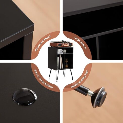 Soohow Home, Table with Metal Legs Vinyl, Turntable Stand Record Player Cabinet for Living Room, White in Kuwait