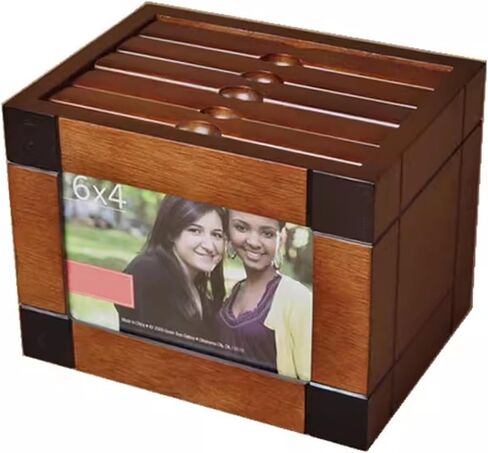Wooden Photo Box, Album Storage Box with 5 Pull Out Albums, Insert Photo Frame Cube, for 6x4 Inch Photos, Can Hold 100 Photos, Weddings Anniversaries in Saudi Arabia