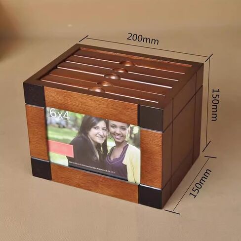 Wooden Photo Box, Album Storage Box with 5 Pull Out Albums, Insert Photo Frame Cube, for 6x4 Inch Photos, Can Hold 100 Photos, Weddings Anniversaries in Saudi Arabia