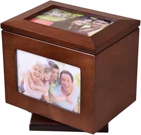 Wooden Photo Box, Album Storage Box with 5 Pull Out Albums, Insert Photo Frame Cube, for 6x4 Inch Photos, Can Hold 100 Photos, Weddings Anniversaries in Saudi Arabia