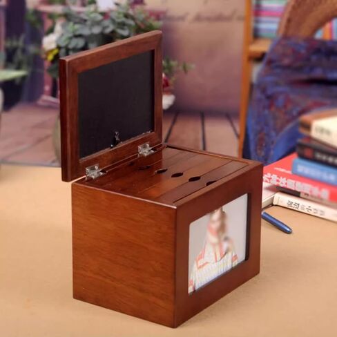 Wooden Photo Box, Album Storage Box with 5 Pull Out Albums, Insert Photo Frame Cube, for 6x4 Inch Photos, Can Hold 100 Photos, Weddings Anniversaries in Saudi Arabia