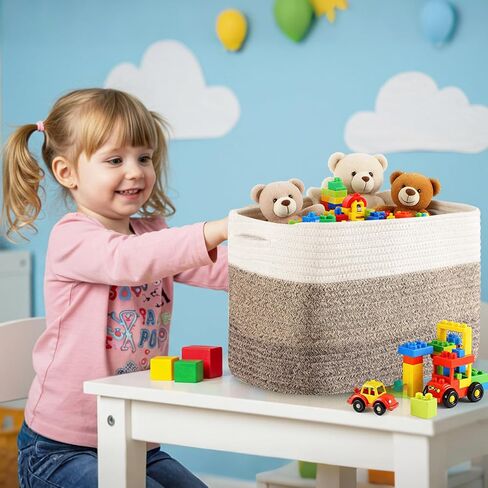 Geetery 6 Pack Woven Basket for Storage Woven Baskets for Organizing Decorative Storage Baskets Storage Bins Cotton Rope Storage Basket for Shelves, Nursery, Playroom and Classroom in Kuwait