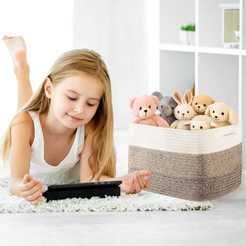 Geetery 6 Pack Woven Basket for Storage Woven Baskets for Organizing Decorative Storage Baskets Storage Bins Cotton Rope Storage Basket for Shelves, Nursery, Playroom and Classroom in Kuwait