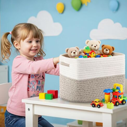 Geetery 6 Pack Woven Basket for Storage Woven Baskets for Organizing Decorative Storage Baskets Storage Bins Cotton Rope Storage Basket for Shelves, Nursery, Playroom and Classroom in Saudi Arabia